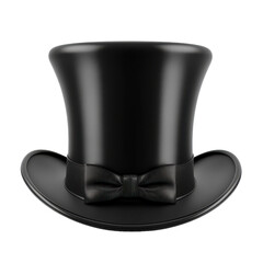 Classic black top hat with bow tie on a white background for elegant occasions and formal events, Classic black top hat isolated white background
