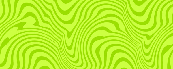 Fototapeta premium Abstract green background with hypnotic wavy lines pattern. Fresh and natural background