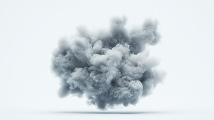 Gray Smoke Cloud on White Background