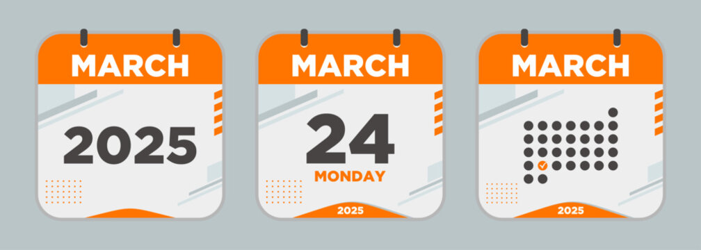 Calendar icon. March. 2025 24 day. The concept of waiting for an important date. Day calendar with date march 24. Cheklist day calendar. Vector illustration.