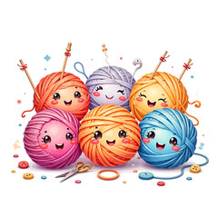 Knitting with Smile - Happy knit - cartoon knitting - Yarn and Wool