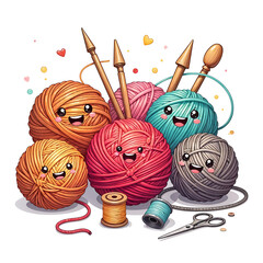 Knitting with Smile - Happy knit - cartoon knitting - Yarn and Wool