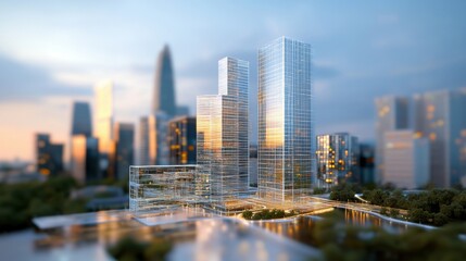 Obraz premium A cybernetic metropolis illuminated by AI driven holograms, smart city automation and digital infrastructure optimization