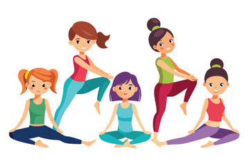 Dynamic Body Stretching Collection – Cartoon Woman in Motion