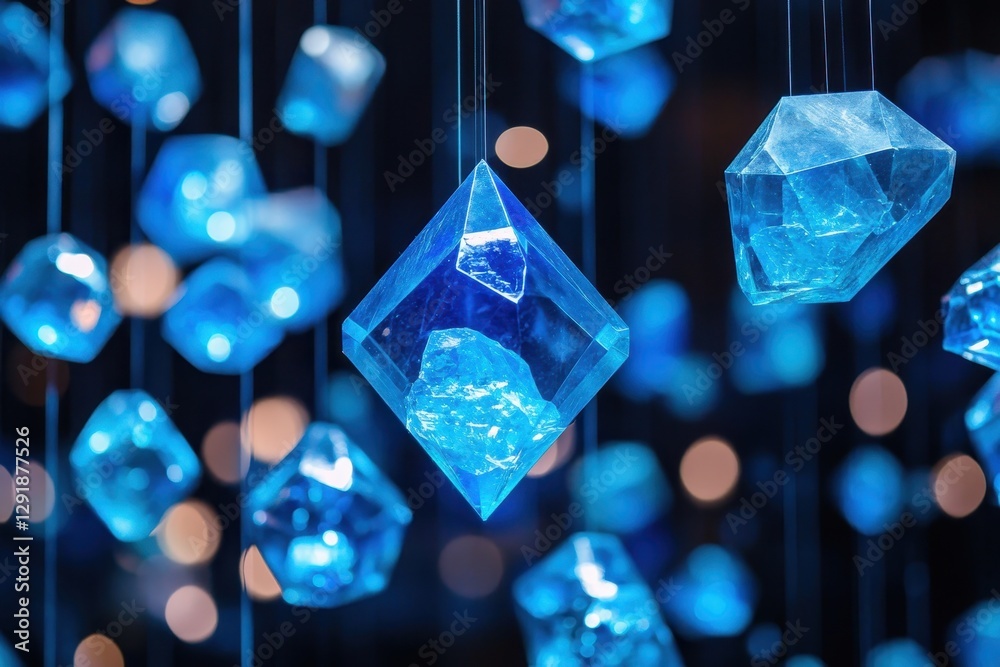 Poster abstract background with 3d geometric figures floating in space .