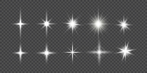 Starburst light effects set. Vector illustration