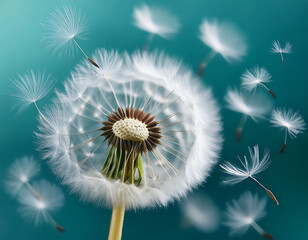 Fototapeta premium make a wish card with dandelion fluff