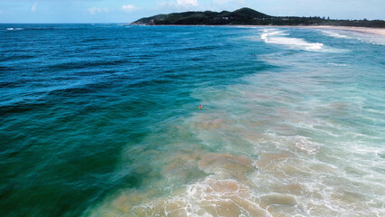 Surfing Waves at Byron Bay - Aerial Drone Footage of Australia’s Iconic Surfing Destination	
