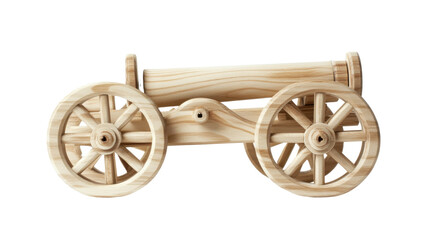 old wooden cannon isolated on white background