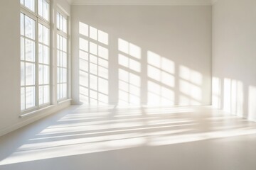 Fototapeta premium empty room interior with bright sunlight