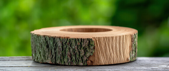 Naklejka premium close up of tree ring showcasing natural wood texture and bark. warm tones evoke sense of nature and tranquility