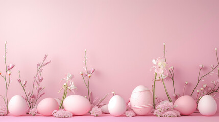 A monochromatic pastel Easter background in soft pink with a smooth, minimalist design