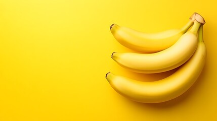 Fresh Bananas on a Bright Yellow Background