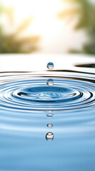 serene water reflection with ripples and droplets creating calming effect