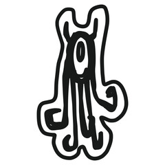 Hand-drawn vector illustration of a strange tentacled octopus-like creature