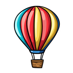 Fototapeta premium Colorful hot air balloon in cartoon style against a simple white background, Hot air balloon with cartoon style white background