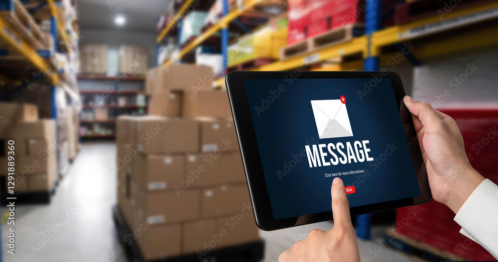 Poster email notification message showing on computer screen snugly. digital marketing message information 