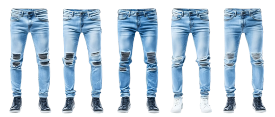 Png of Men’s Ripped Skinny Jeans – Light Blue Distressed Denim Fashion on transparent background.