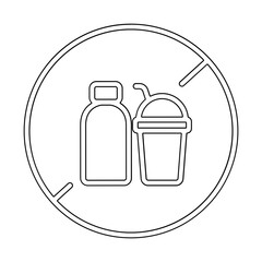 Ban plastic containers icon in line style