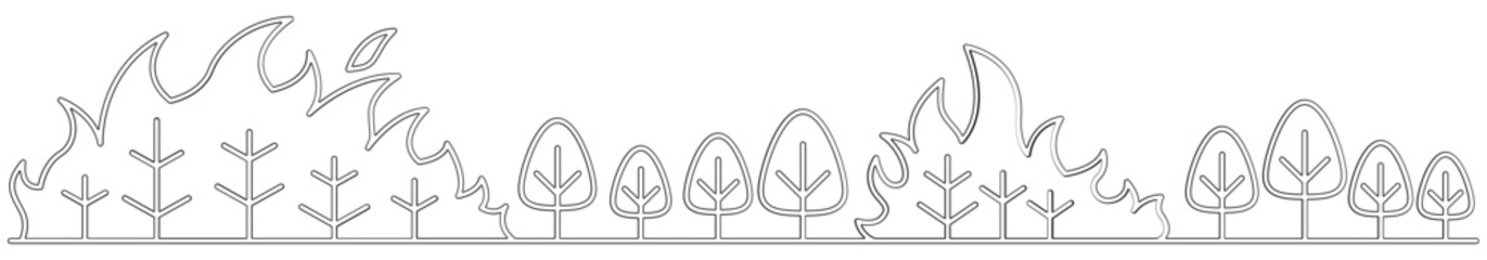 Wildfire graphic background  in line style