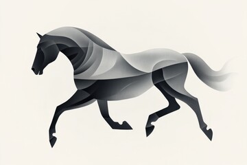 abstract horse illustration in grayscale tones