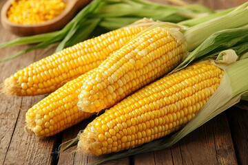 Raw Corn with Husk, Ready for Cooking