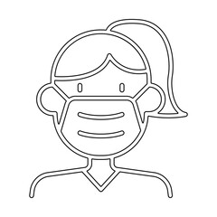 Sick woman, Fever, Patient, ill Icon in line style