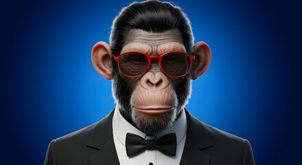 Cool Monkey in Suit with Sunglasses – Cinematic 3D Illustration