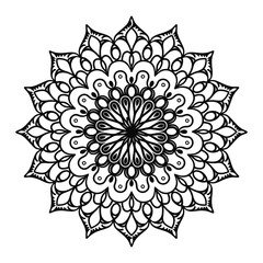 Simple mandala design for coloring book, relaxing and easy mandala art for tattoo design, vector mandala design