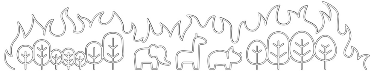 Obraz premium Wildfire graphic background in line style