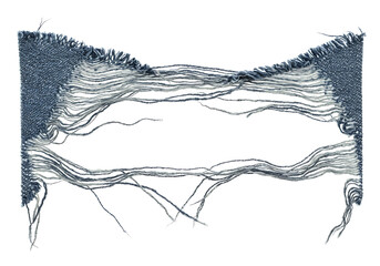 Frayed Denim Fabric Ripped Apart.