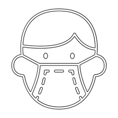Patient wearing mask icon in line style