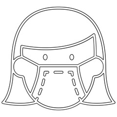 Patient wearing mask icon in line style