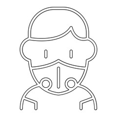Wearing mask icon in line style