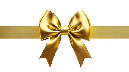 Fototapeta premium Golden Satin Bow with Shiny Ribbon and Luxurious Gift Decoration PNG isolated Transparent White Background Photo Image Full hd 4k download