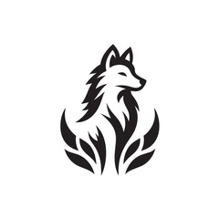 wolf silhouette vector line art logo design