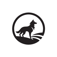 Obraz premium wolf silhouette vector line art logo design