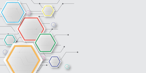 Obraz premium Modern Corporate and Business Hexagon Concept Background. Hexagonal Infographic Template with Futuristic Design. Hexagon. Illustration. Vector. 