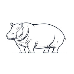 Obraz premium Playful Hippo Line Art | Minimalist Wildlife PNG