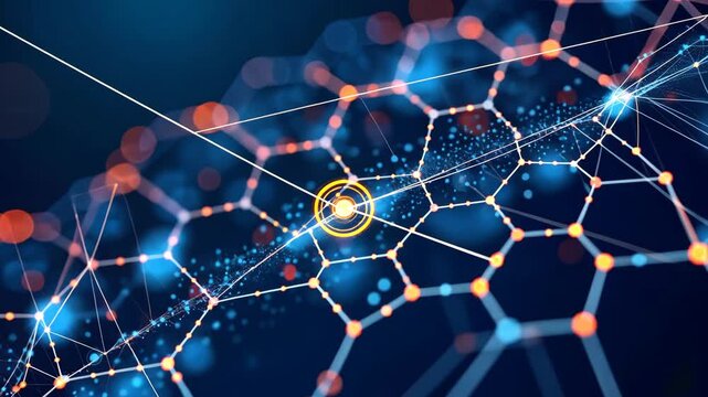 A blue and red line with dots in between. The dots are scattered throughout the image, creating a sense of depth and movement. The blue and red colors contrast each other