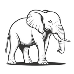 Obraz premium Majestic Elephant Line Art | Minimalist Wildlife PNG