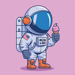 a Astronaut holding a ice cream sticker design stock photos