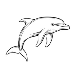 Obraz premium Playful Dolphin Line Art | Minimalist Ocean Animal PNG