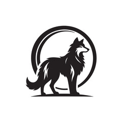 wolf silhouette vector line art logo design