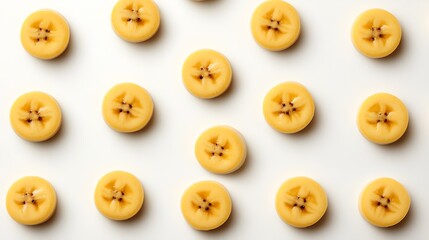 Fototapeta premium Geometric Banana Slices Pattern on White Background