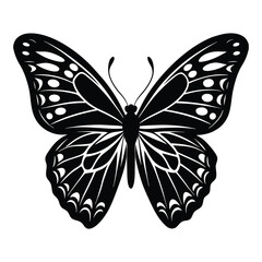 A clear butterfly silhouette vector black color 02