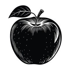 A fresh apple fruit vector silhouette vector black 03