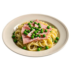 Pasta with Ham and Peas on transparent background