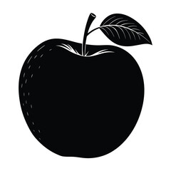 A fresh apple fruit vector silhouette vector black 02