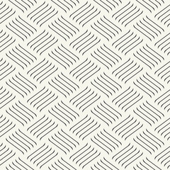 Seamless pattern with geometric waves. Endless stylish texture. Ripple monochrome background. Linear weaved grid. Bold interlaced swatch. © Curly_Pat
